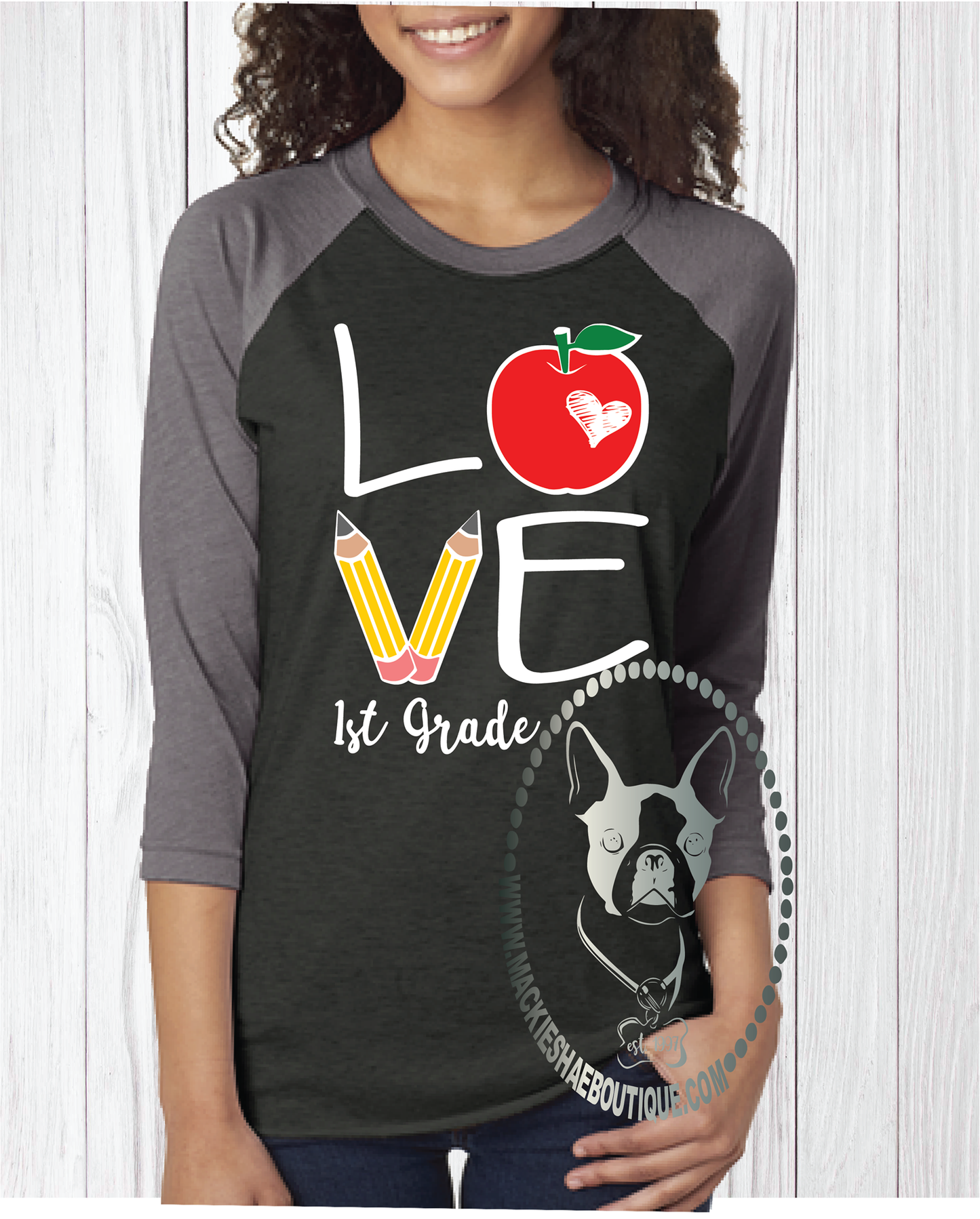 Love Teacher {{any grade}} Custom Shirt, 3/4 Sleeve