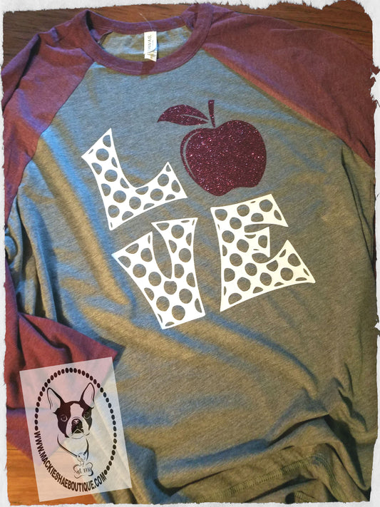 Love with Apple Custom Shirt, 3/4 Sleeve