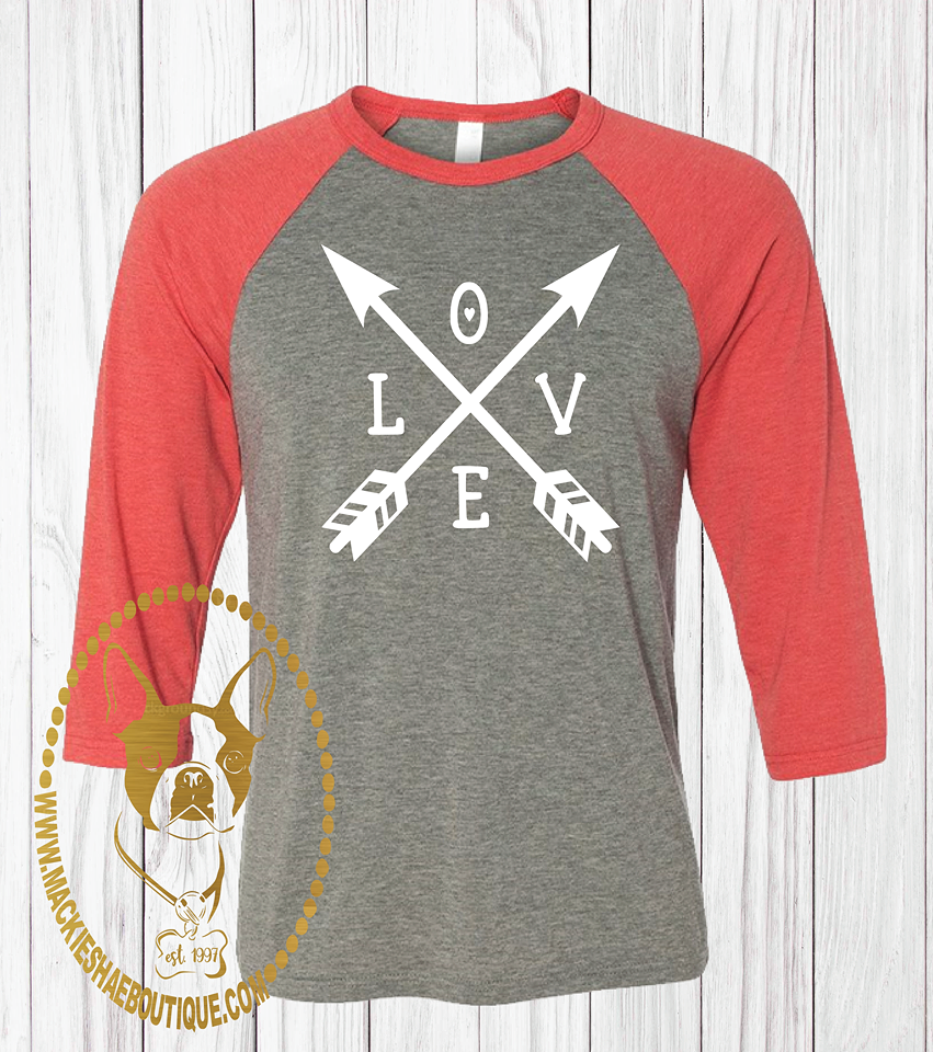 Love with Crossing Arrows Custom Shirt, 3/4 Sleeve for Adults