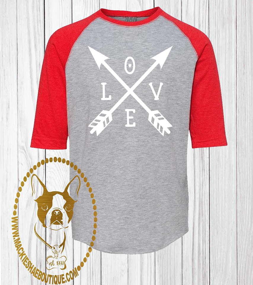 Love with Crossing Arrows Custom Shirt for Kids, 3/4 Sleeve