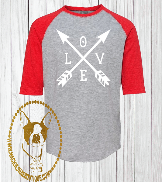 Love with Crossing Arrows Custom Shirt for Kids, 3/4 Sleeve