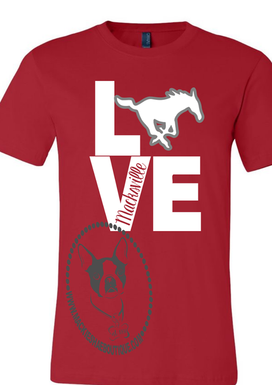 LOVE Macksville Mustangs Custom Shirt with Macksville Cut-Out, Short Sleeve