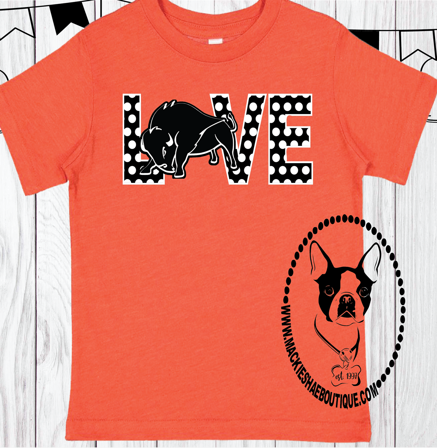 Love Polka Dot Bison Custom Shirt for Kids, Short Sleeve