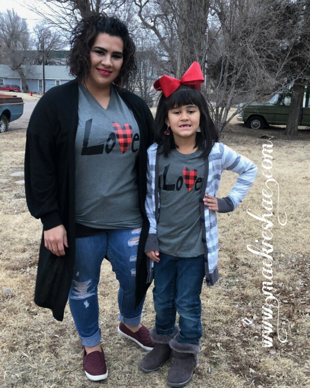Love with Buffalo Plaid Heart Custom Shirt for Kids and Adults, Soft Short Sleeve (Crew or VNECK)