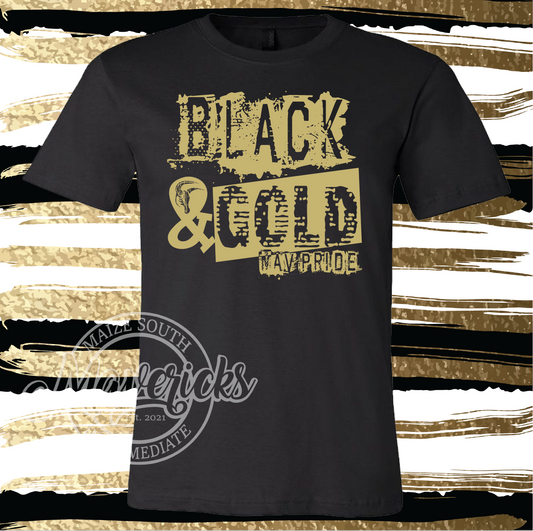 MSIS PTO-Black & Gold Mav Pride, Black Bella Soft Short Sleeve for Youth and Adults