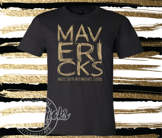 MSIS PTO- Mavericks Scribble, With or Without MSIS Black Soft Short Sleeve Tee for Youth and Adult