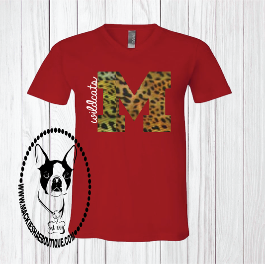 M (Morrison) Wildcats in Metallic Leopard Custom Shirt, Short-Sleeve