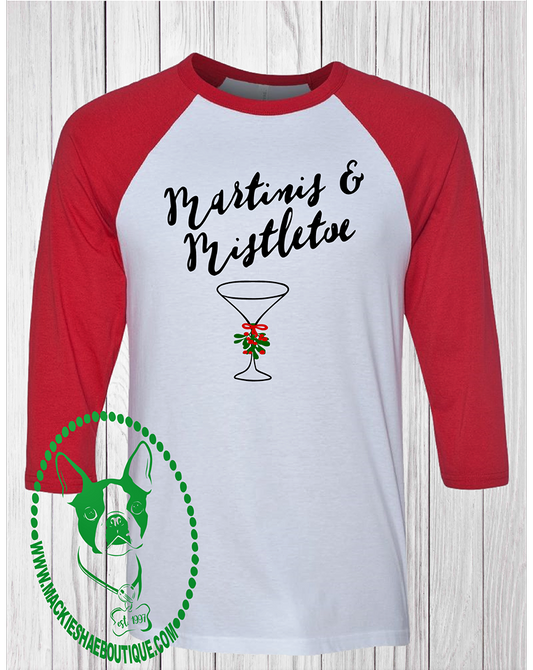 Martinis & Mistletoe Custom Shirt, 3/4 Sleeve