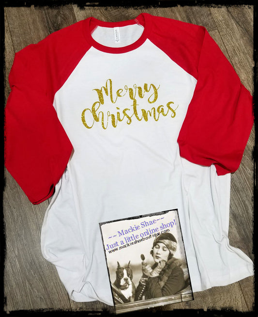 Merry Christmas Custom Shirt, 3/4 Sleeve