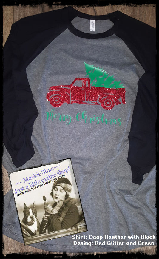 Merry Christmas Truck Custom Shirt, 3/4 Sleeve