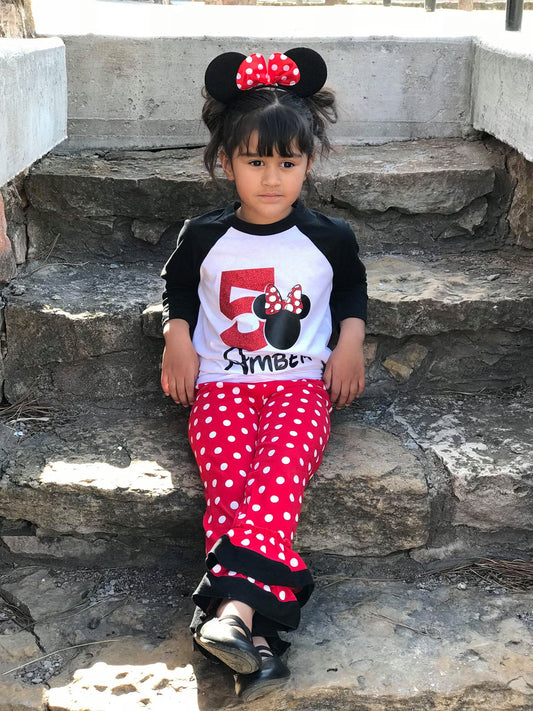 Minnie Birthday Custom Shirt for Kids, 3/4 Sleeve