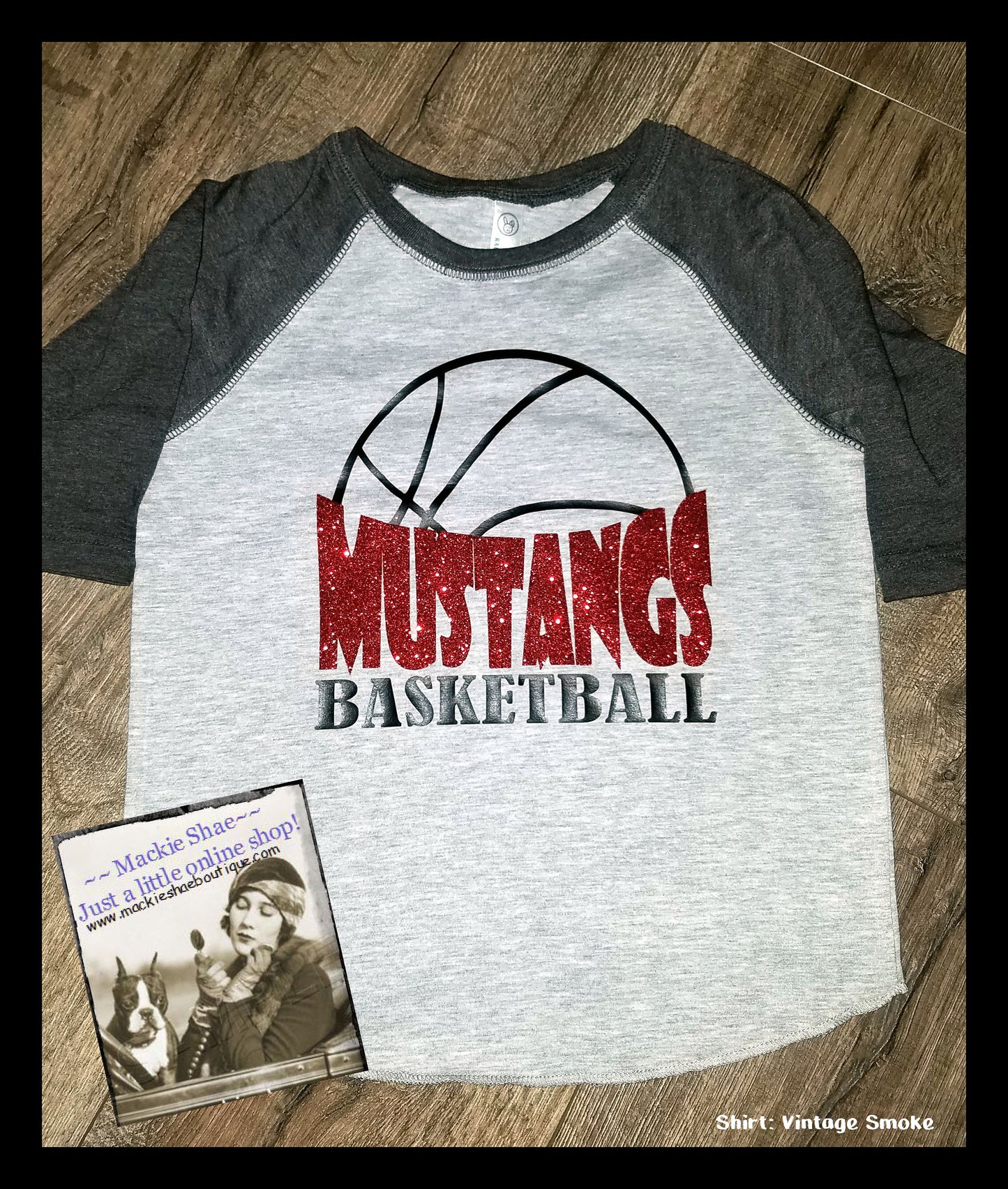 Mustang Basketball Custom Shirt for Kids, 3/4 Sleeve