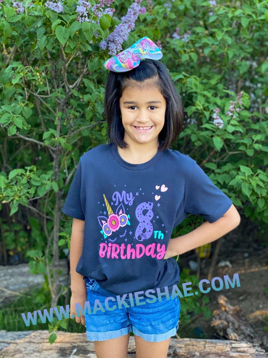 My 8th Birthday Unicorn Custom Shirt for Kids, Soft Short Sleeve (Get any Number)