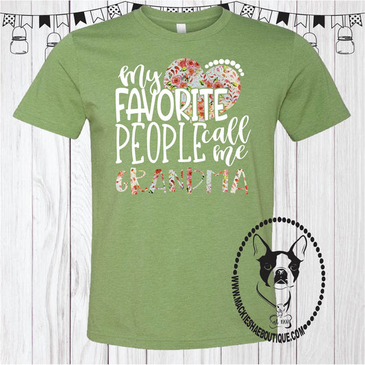 My Favorite People Call Me Grandma Floral (Can be Changed) Custom Shirt, Soft Short Sleeve Tee