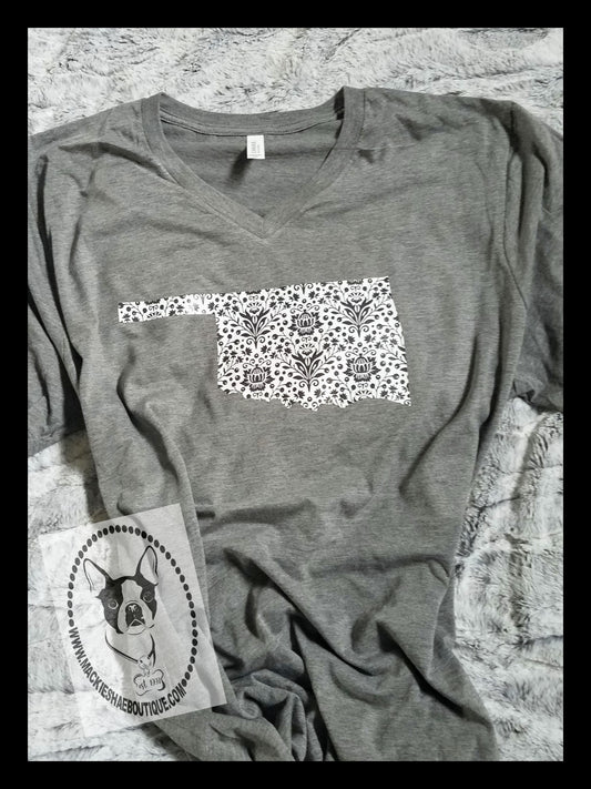 Oklahoma Black & White Design Custom Shirt, Short-Sleeve