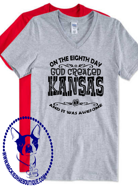 On the Eighth Day, God Created KANSAS And It Was Awesome Custom Shirt, Short-Sleeve