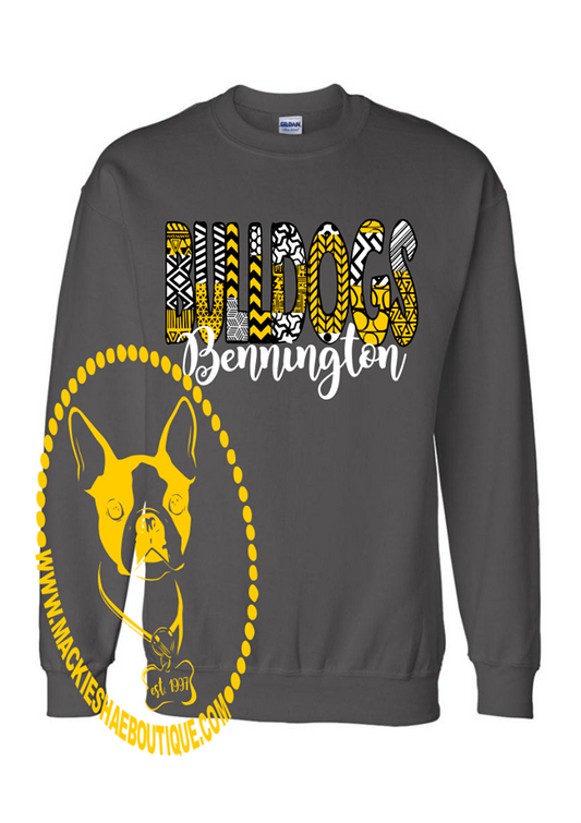 Bennington Bulldogs Patterned Team Custom Shirt, Heavy Blend Sweatshirt