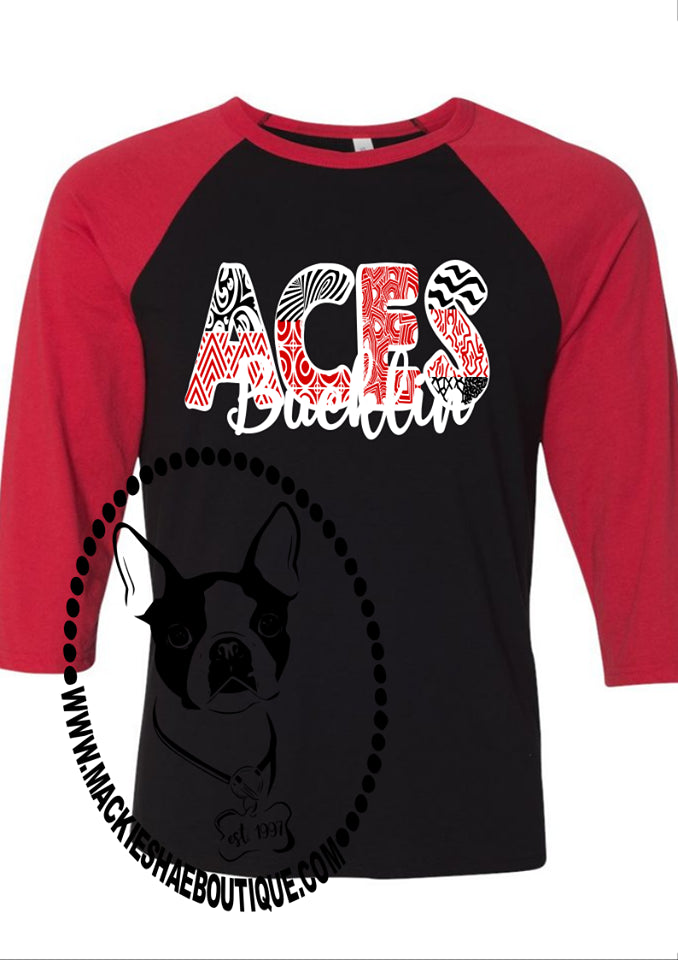 Bucklin Aces Patterned Custom Shirt, 3/4 Sleeve