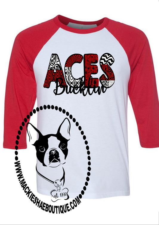 Bucklin Aces Patterned Custom Shirt, 3/4 Sleeve