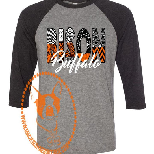 Buffalo Bison Patterned Custom Shirt , 3/4 Sleeve