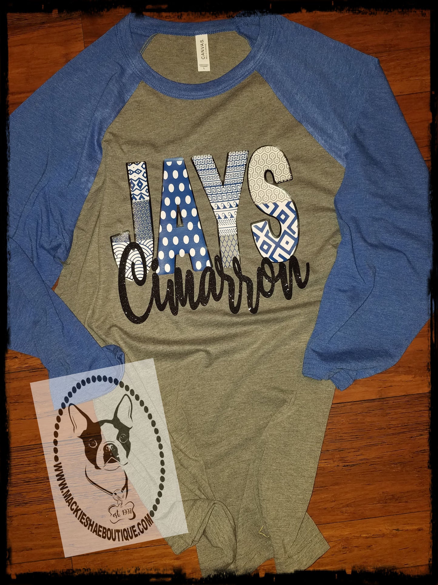 Cimarron Jays Patterned Custom Shirt, 3/4 Sleeve