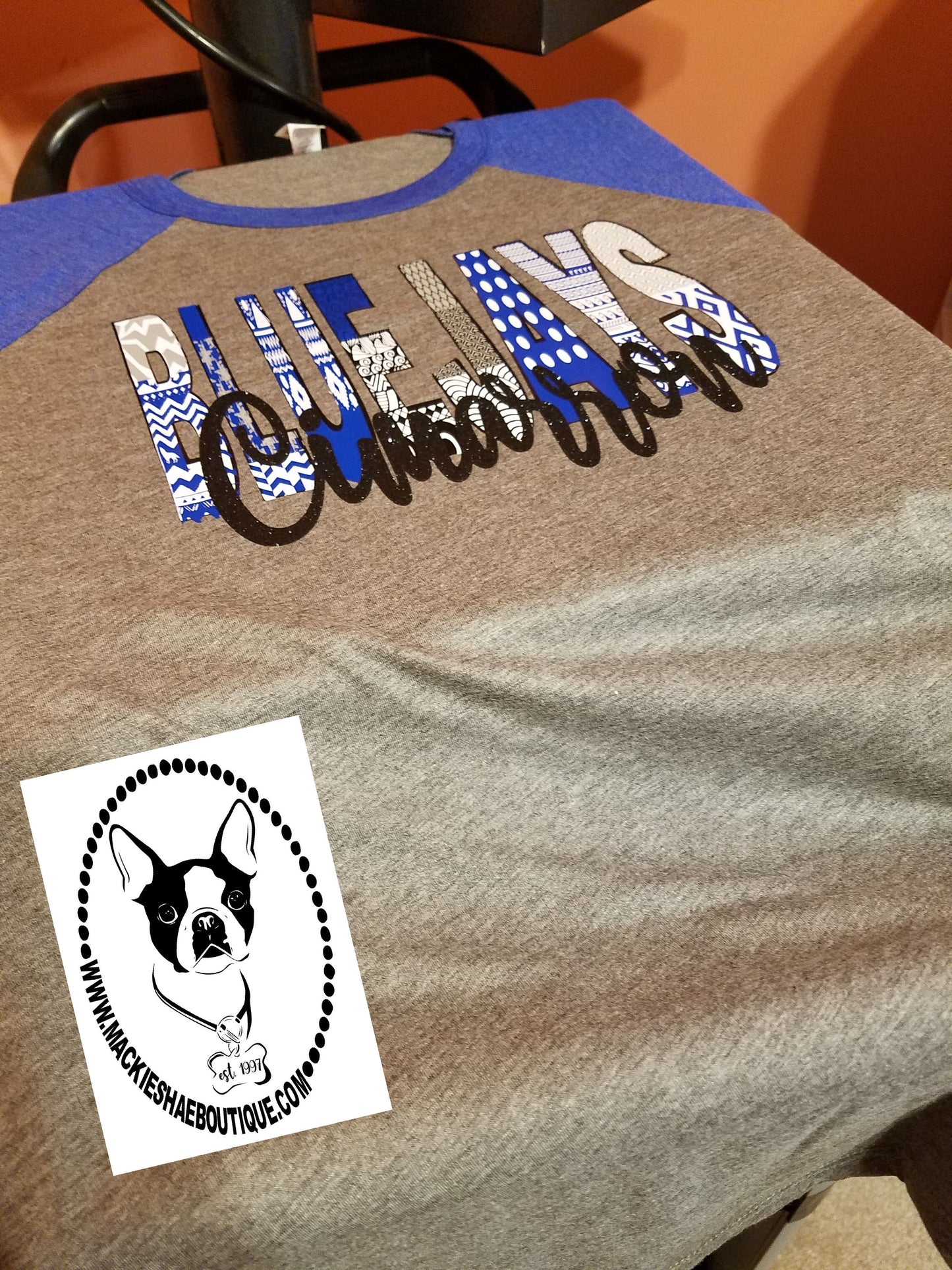 Cimarron BLUEJAYS Patterned Custom Shirt, 3/4 Sleeve