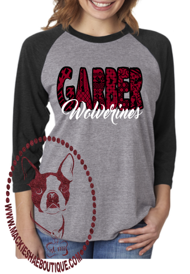 Garber Wolverines Patterned Custom Shirt, 3/4 Sleeve