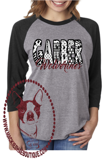 Garber Wolverines Patterned Custom Shirt, 3/4 Sleeve