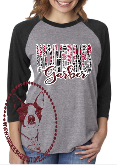 Garber Wolverines Patterned Custom Shirt, 3/4 Sleeve