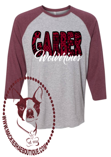 Garber Wolverines Patterned Custom Shirt, 3/4 Sleeve