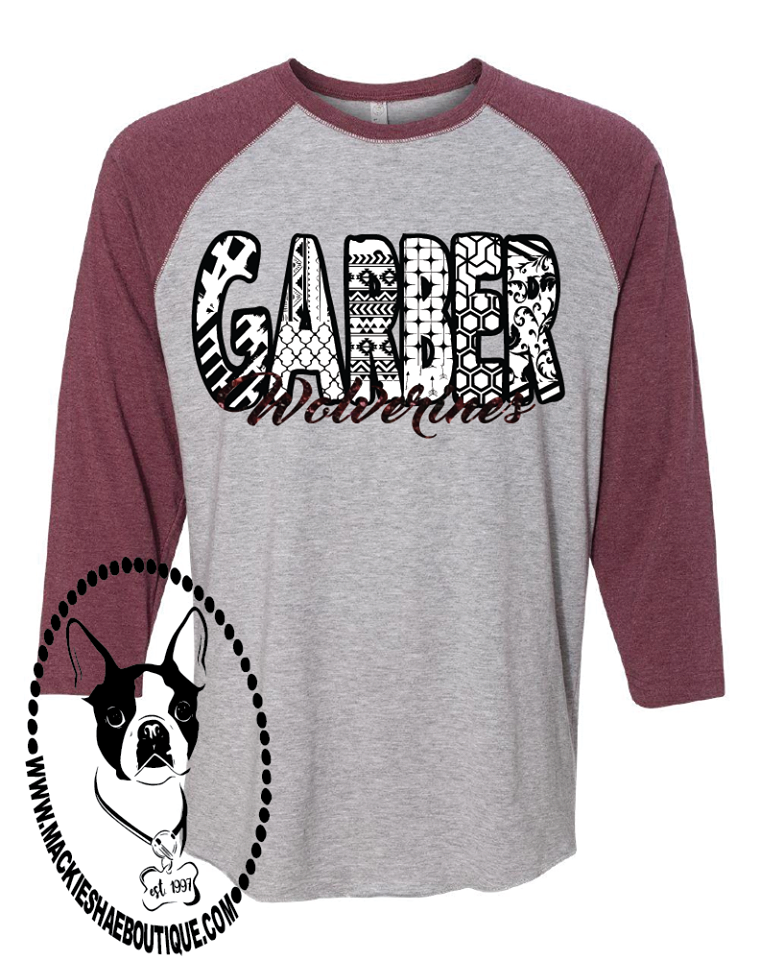 Garber Wolverines Patterned Custom Shirt, 3/4 Sleeve