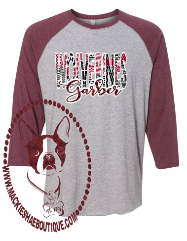 Garber Wolverines Patterned Custom Shirt, 3/4 Sleeve