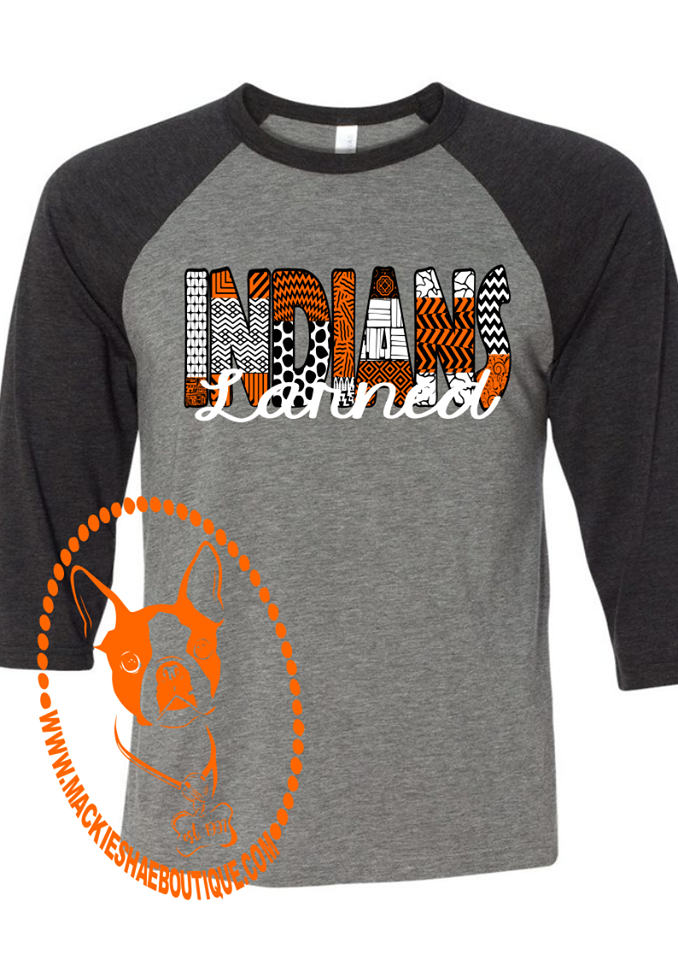 Larned Indians Patterned Team Custom Shirt, 3/4 Sleeve