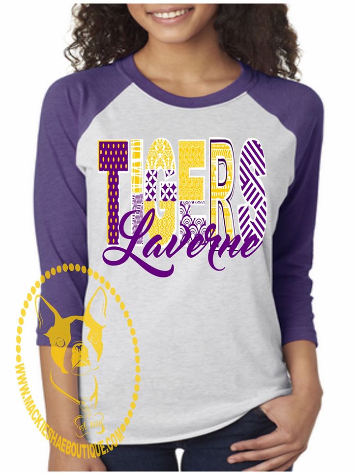 Laverne Tigers Patterned Custom Shirt, 3/4 Sleeve
