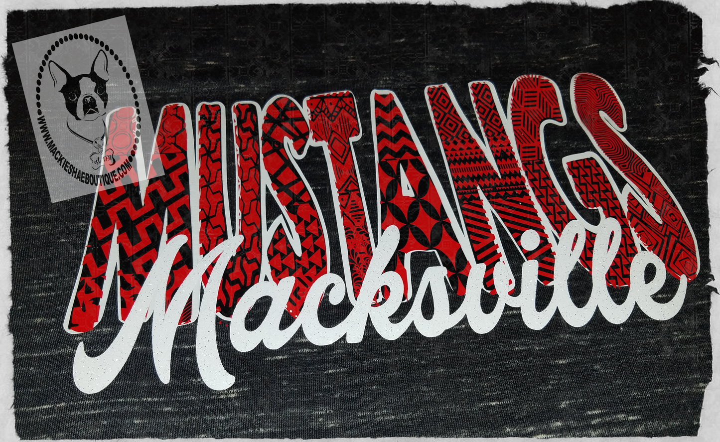 Macksville Mustangs Patterned Custom Shirt, 3/4 Sleeve