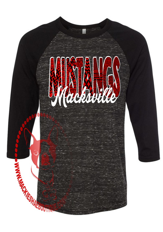 Macksville Mustangs Patterned Custom Shirt, 3/4 Sleeve
