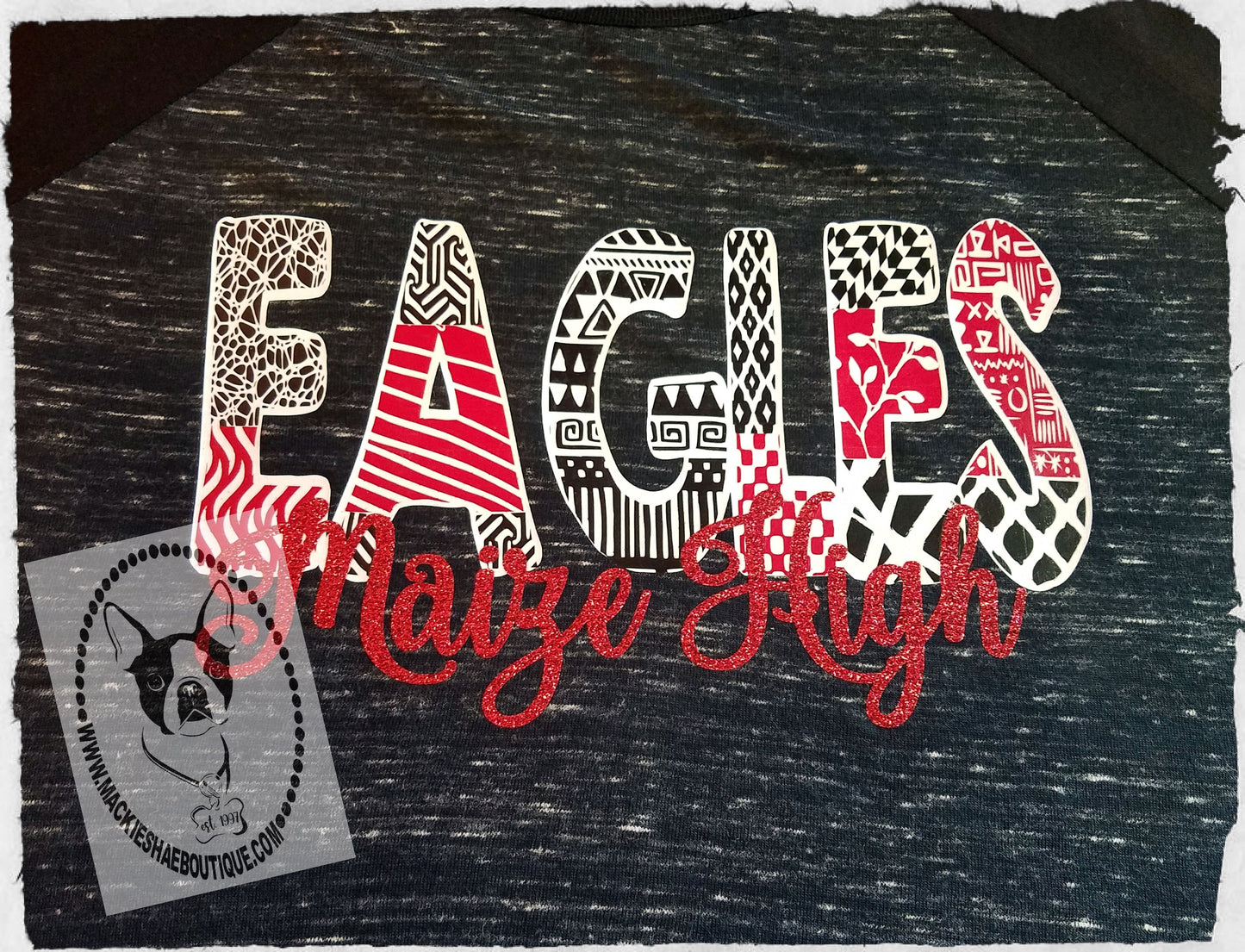 Maize High Eagles Patterned Custom Shirt. 3/4 Sleeve