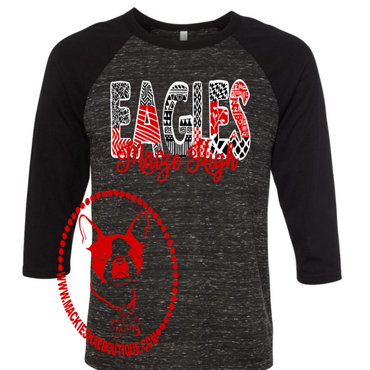 Maize High Eagles Patterned Custom Shirt. 3/4 Sleeve