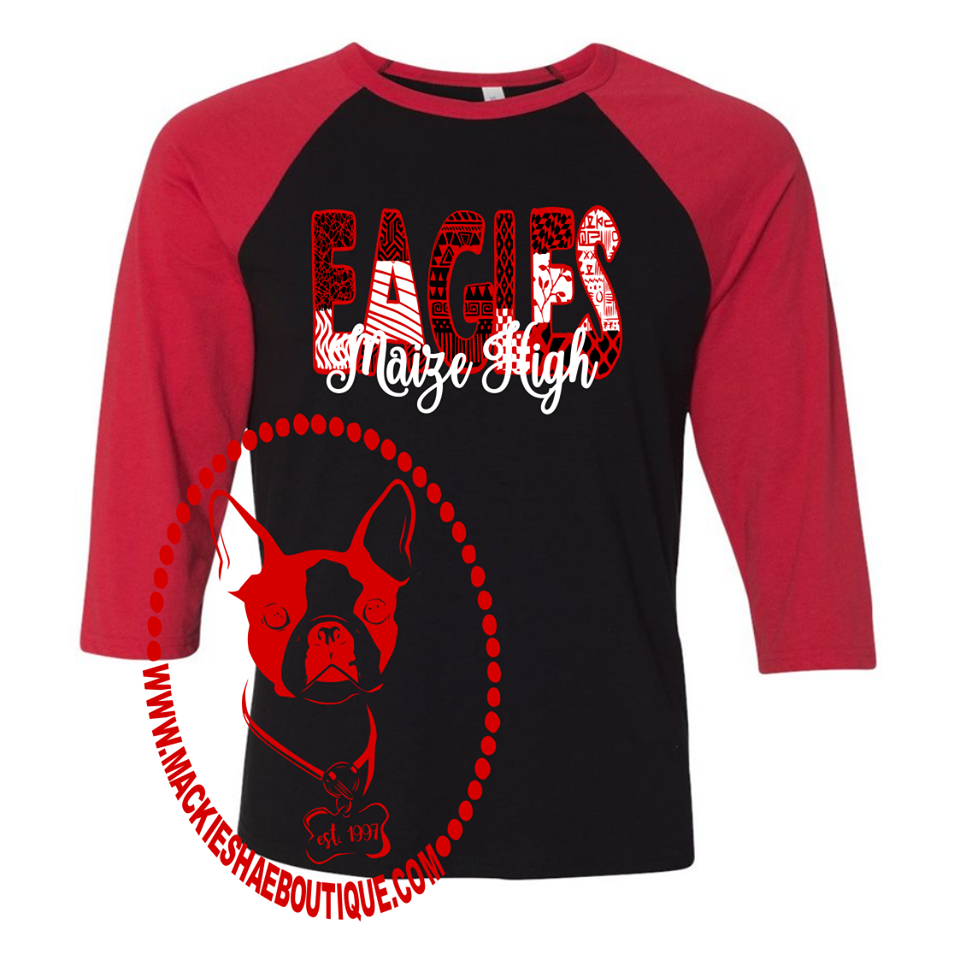 Maize High Eagles Patterned Custom Shirt. 3/4 Sleeve