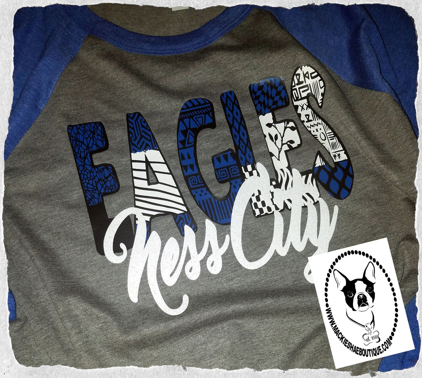 Ness City Eagles Patterned Custom Shirt, 3/4 Sleeve