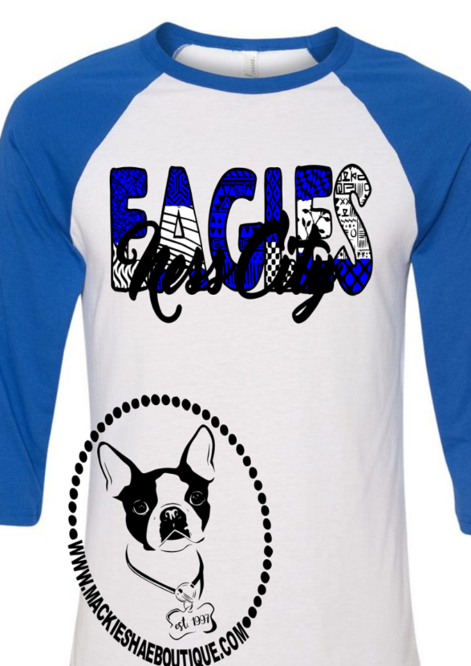 Ness City Eagles Patterned Custom Shirt, 3/4 Sleeve