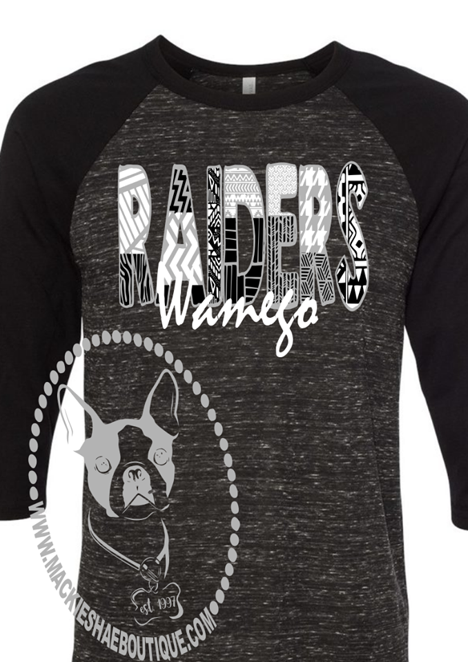 Wamego Raiders Custom Patterned Shirt, 3/4 Sleeve