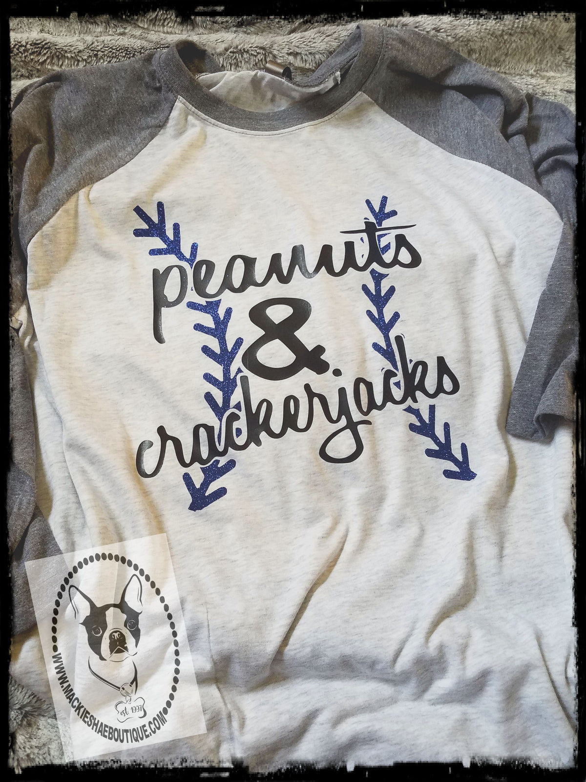 Peanuts & Crackerjacks Baseball Custom Shirt, 3/4 Sleeve