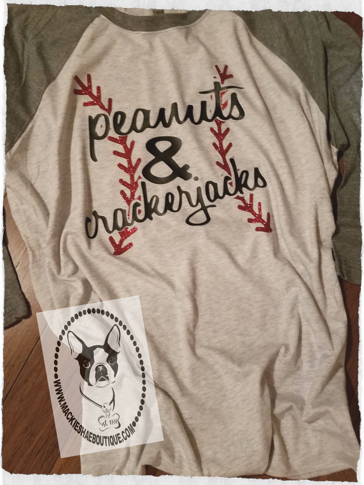 Peanuts & Crackerjacks Baseball Custom Shirt, 3/4 Sleeve