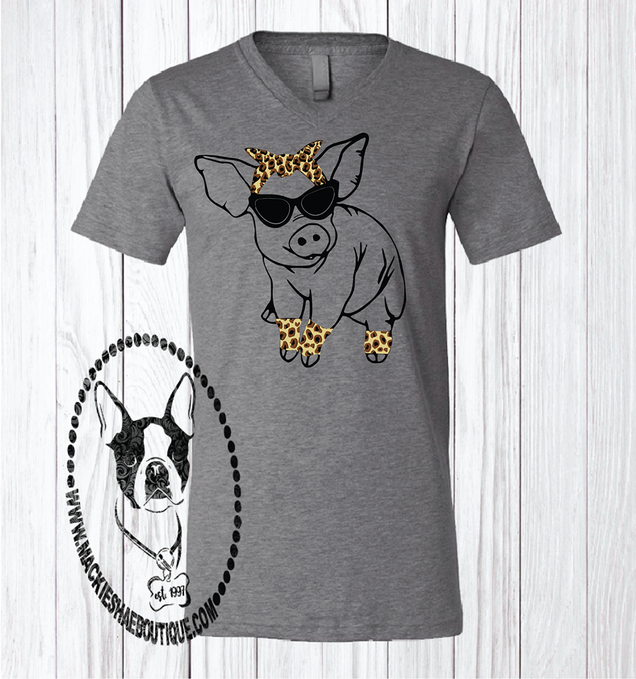 Lady Pig with Sunglasses Custom Shirt for Adults, Short-Sleeve