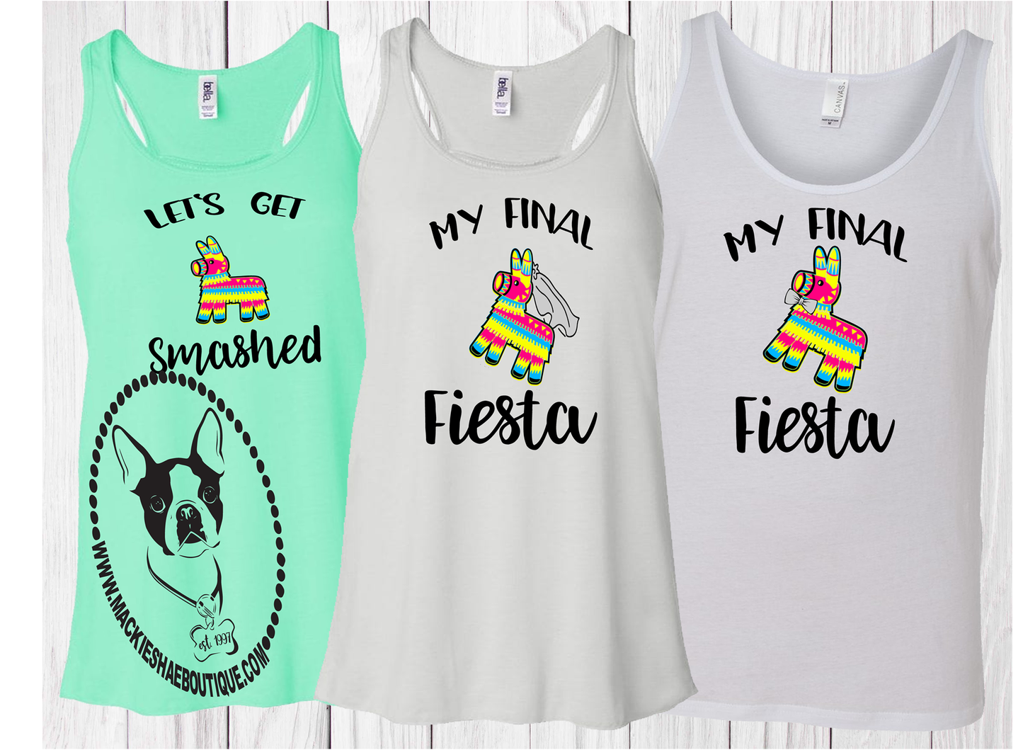 Fiesta Bridesmaid "Let's Get Smashed" Pinata Custom Shirt, Racerback Tank