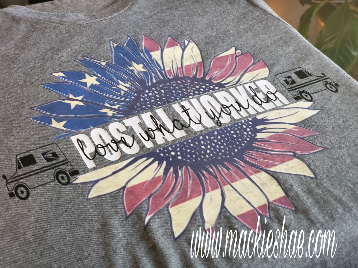 Postal Worker Love What You Do Americana Sunflower Custom Shirt, Soft Short Sleeve
