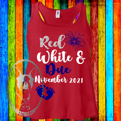 Red White & Due Fireworks Custom Shirt, Racerback Tank