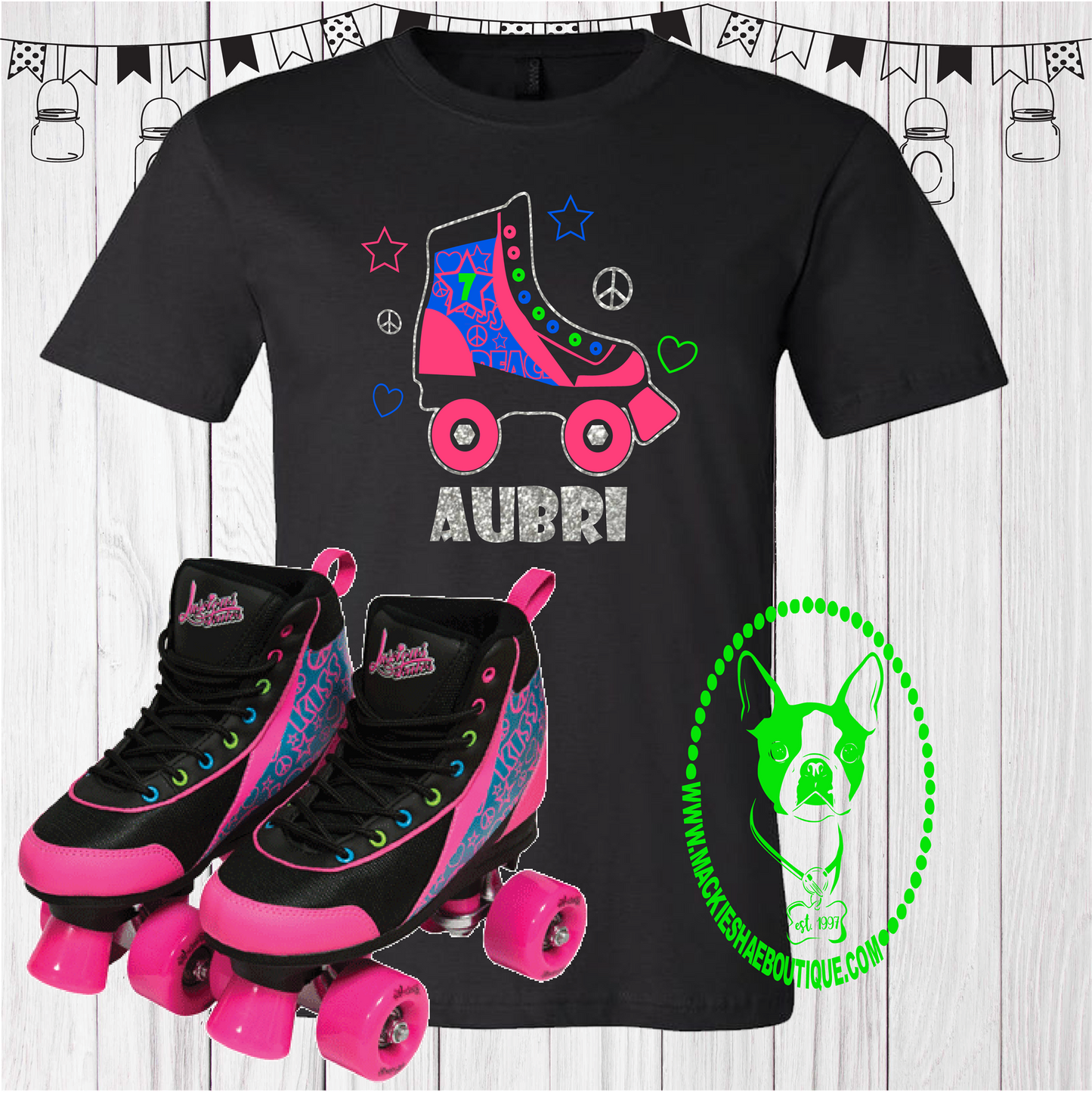 Roller Skate Personalized Birthday Custom Shirt for Kids, Short Sleeve