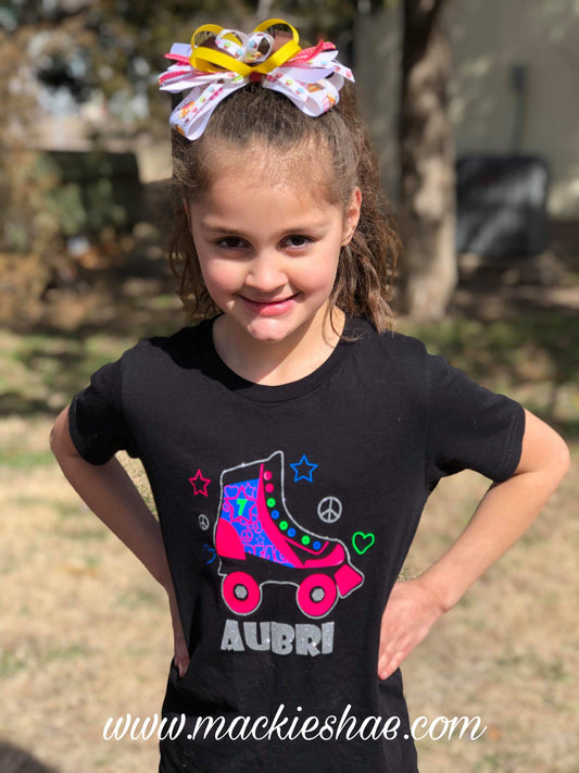 Roller Skate Personalized Birthday Custom Shirt for Kids, Short Sleeve